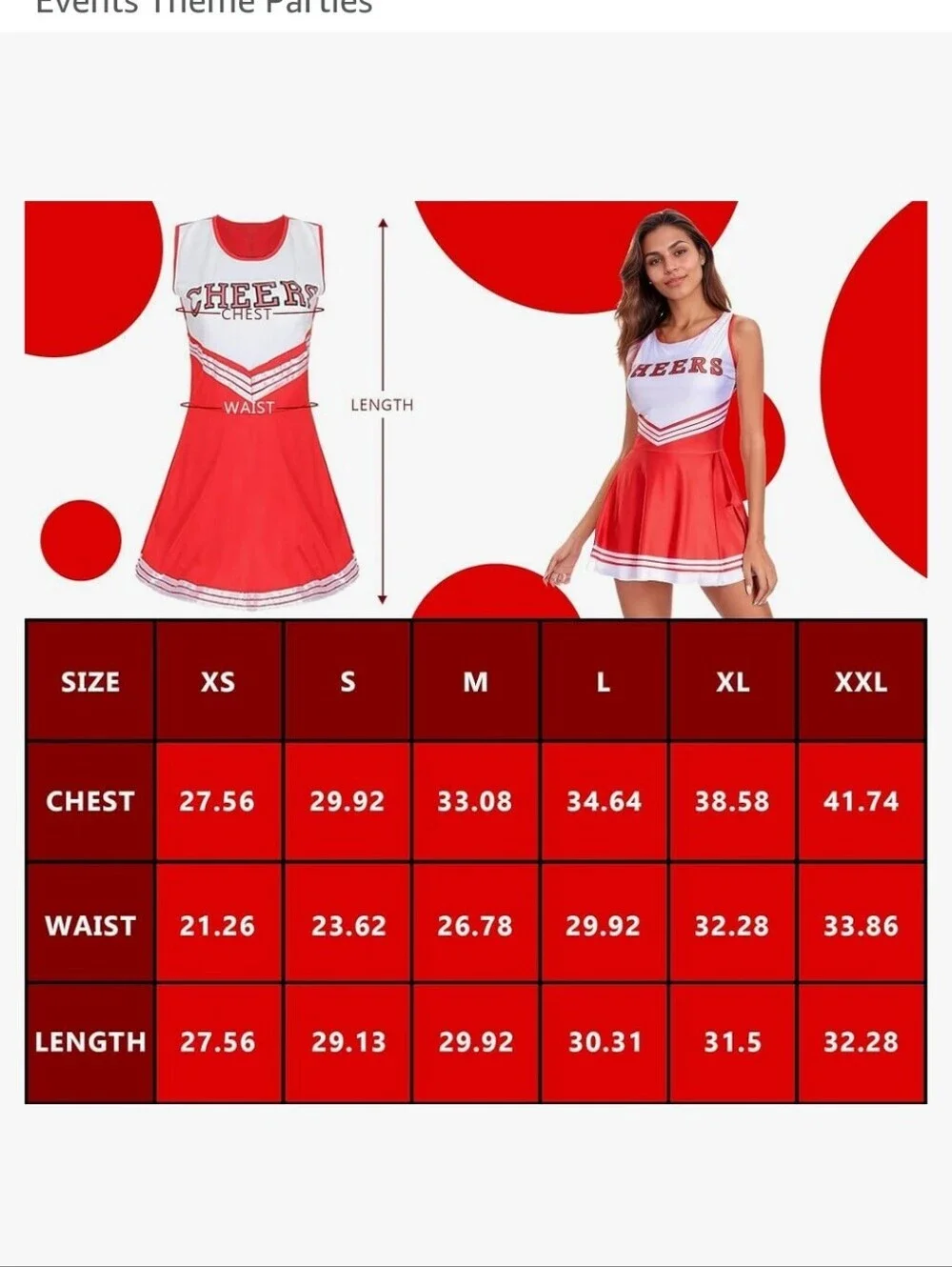 New Cheerleader Costume Dress with Pom Poms and Retro Socks - Red